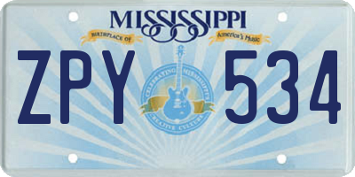 MS license plate ZPY534