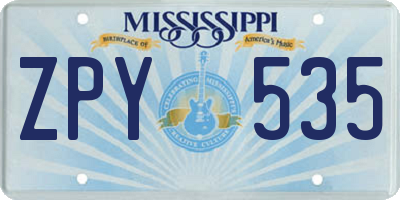 MS license plate ZPY535