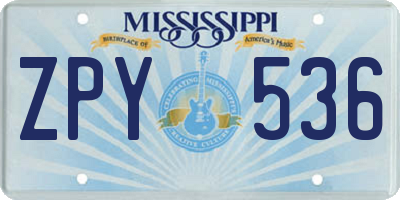 MS license plate ZPY536