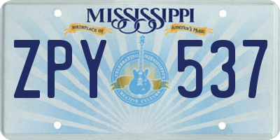 MS license plate ZPY537