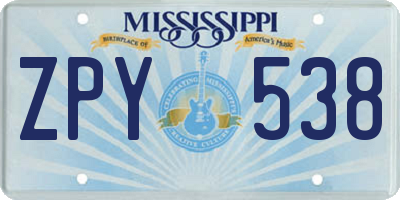 MS license plate ZPY538