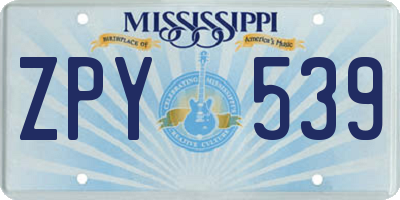 MS license plate ZPY539