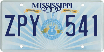 MS license plate ZPY541