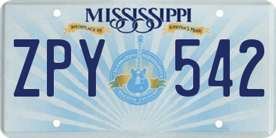 MS license plate ZPY542