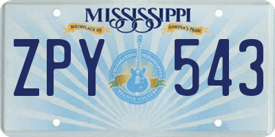 MS license plate ZPY543