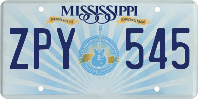 MS license plate ZPY545
