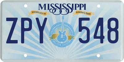 MS license plate ZPY548