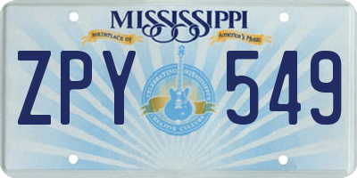 MS license plate ZPY549