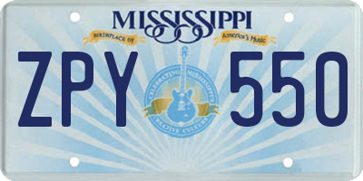 MS license plate ZPY550