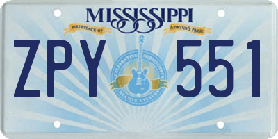 MS license plate ZPY551