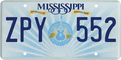 MS license plate ZPY552