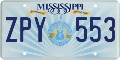 MS license plate ZPY553