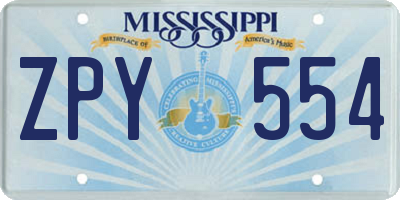 MS license plate ZPY554