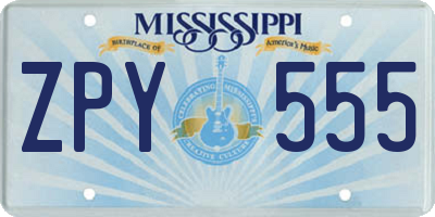 MS license plate ZPY555
