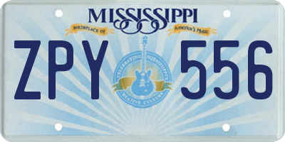 MS license plate ZPY556