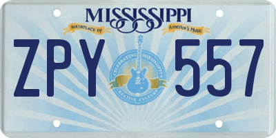 MS license plate ZPY557