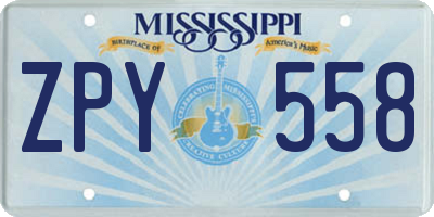MS license plate ZPY558