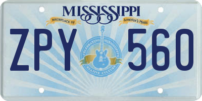 MS license plate ZPY560