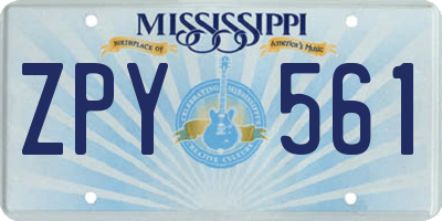 MS license plate ZPY561