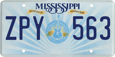 MS license plate ZPY563