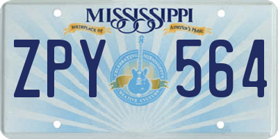 MS license plate ZPY564