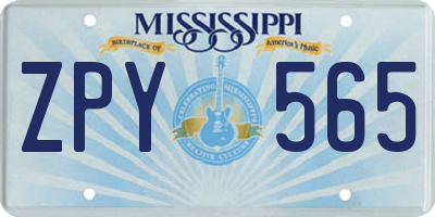 MS license plate ZPY565
