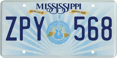 MS license plate ZPY568