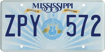 MS license plate ZPY572