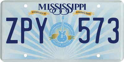 MS license plate ZPY573