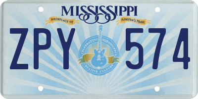 MS license plate ZPY574