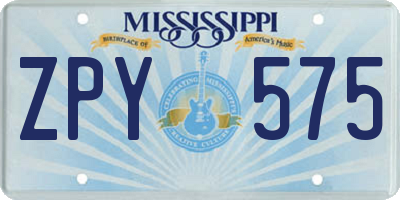 MS license plate ZPY575