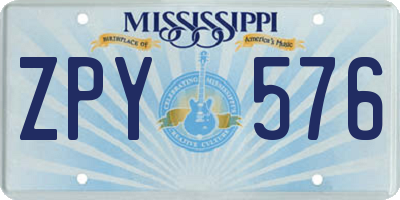 MS license plate ZPY576