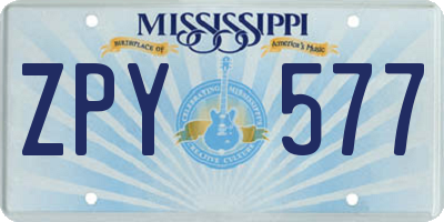 MS license plate ZPY577