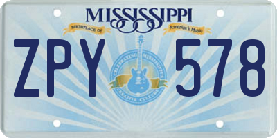 MS license plate ZPY578