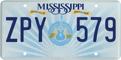 MS license plate ZPY579