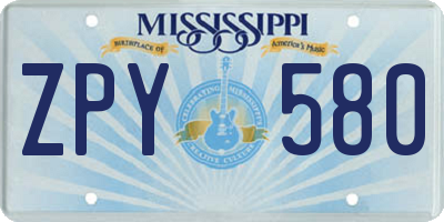 MS license plate ZPY580
