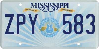 MS license plate ZPY583