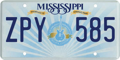 MS license plate ZPY585