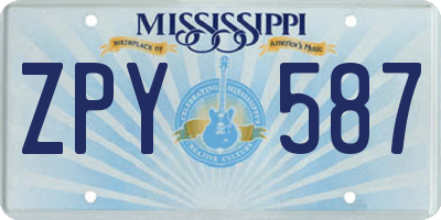 MS license plate ZPY587