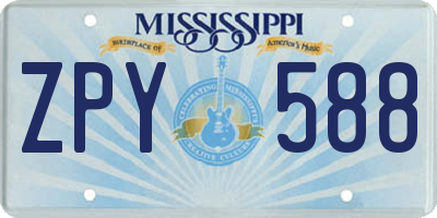 MS license plate ZPY588