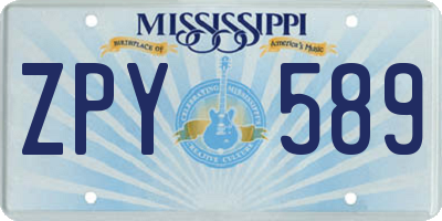 MS license plate ZPY589