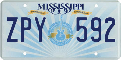 MS license plate ZPY592