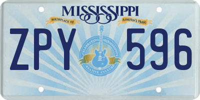 MS license plate ZPY596
