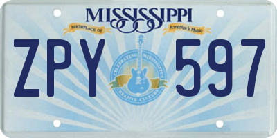 MS license plate ZPY597