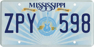 MS license plate ZPY598