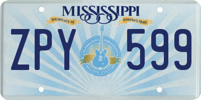 MS license plate ZPY599