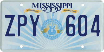 MS license plate ZPY604