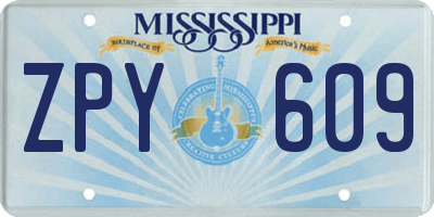 MS license plate ZPY609