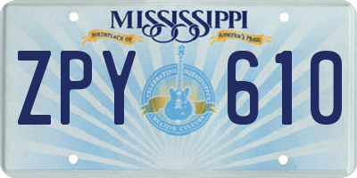 MS license plate ZPY610