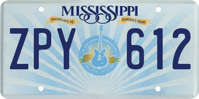 MS license plate ZPY612